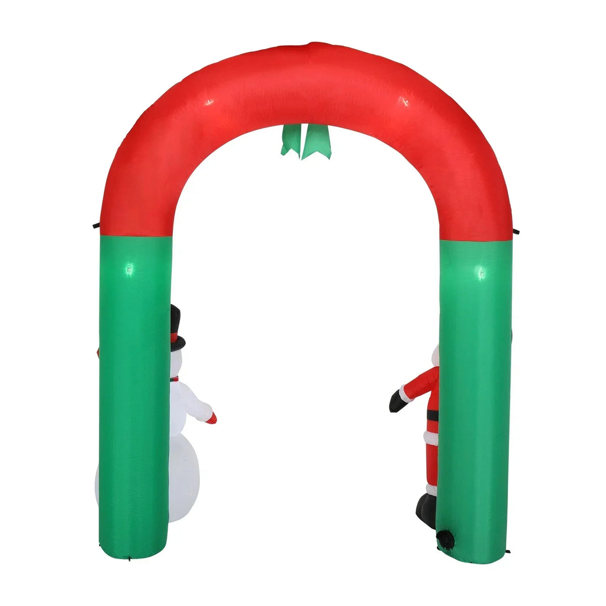 2.4M Christmas Arch Inflatable with Santa & Snowman & LED Lights Outdoor Decor — on a clean white background