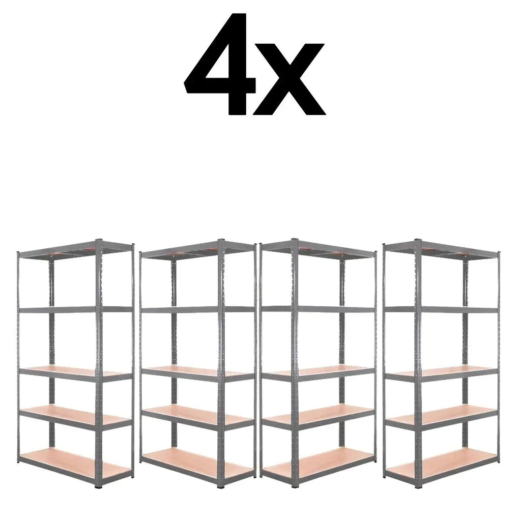 4x Metal 5 Tier Garage Shelves Shelving Unit Racking Storage 150 x 70 x 30cm — on a clean white background