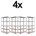 4x Metal 5 Tier Garage Shelves Shelving Unit Racking Storage 150 x 70 x 30cm — on a clean white background