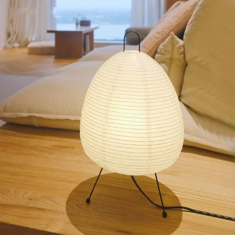 Japanese Design Paper Table Lamp Tripod Rice Paper Table UK Plug — alternate product view 4