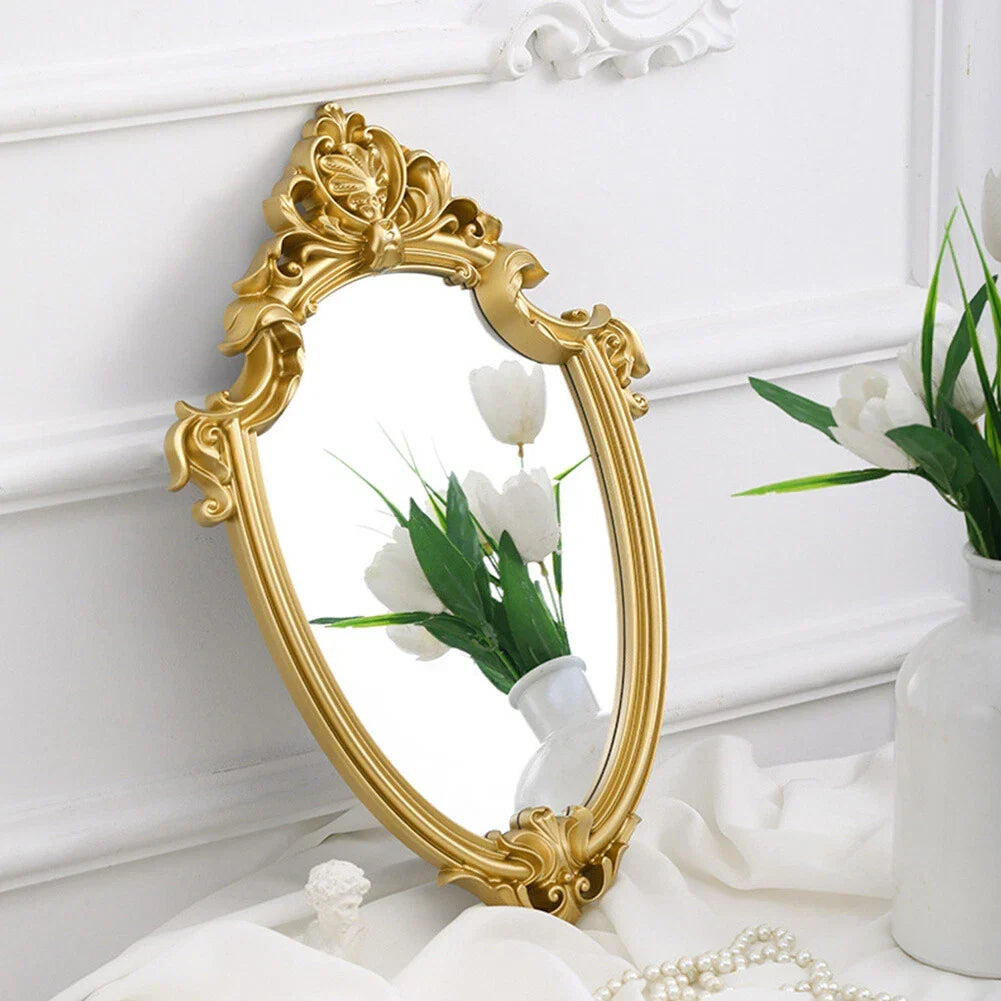 Vintage Ornate Gold Wall Mirror Baroque Carved Framed Hanging Decorative Mirror — alternate product view 2
