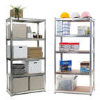 3x Metal 5 Tier Garage Shelves Shelving Unit Racking Storage 150 x 70 x 30cm — on a clean white background