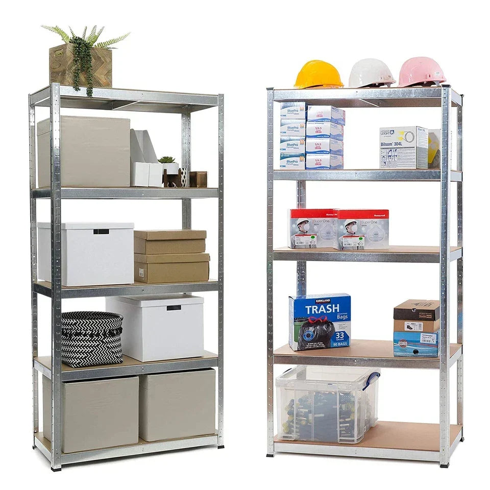 3x Metal 5 Tier Garage Shelves Shelving Unit Racking Storage 150 x 70 x 30cm — on a clean white background