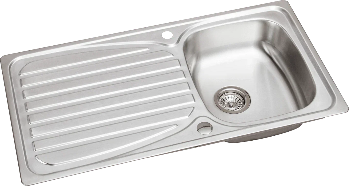 Stainless Steel Single Bowl Inset Kitchen Sink Left Hand Modern Drainer Wastes — alternate product view 3