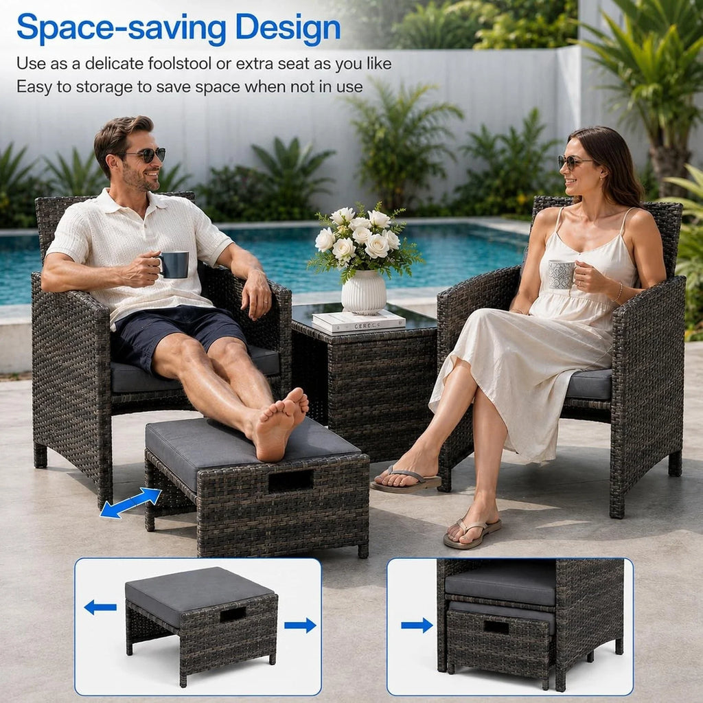 5 Piece Rattan Garden Furniture Patio Sofa Chairs Table Outdoor Conservatory Set — alternate product view 5