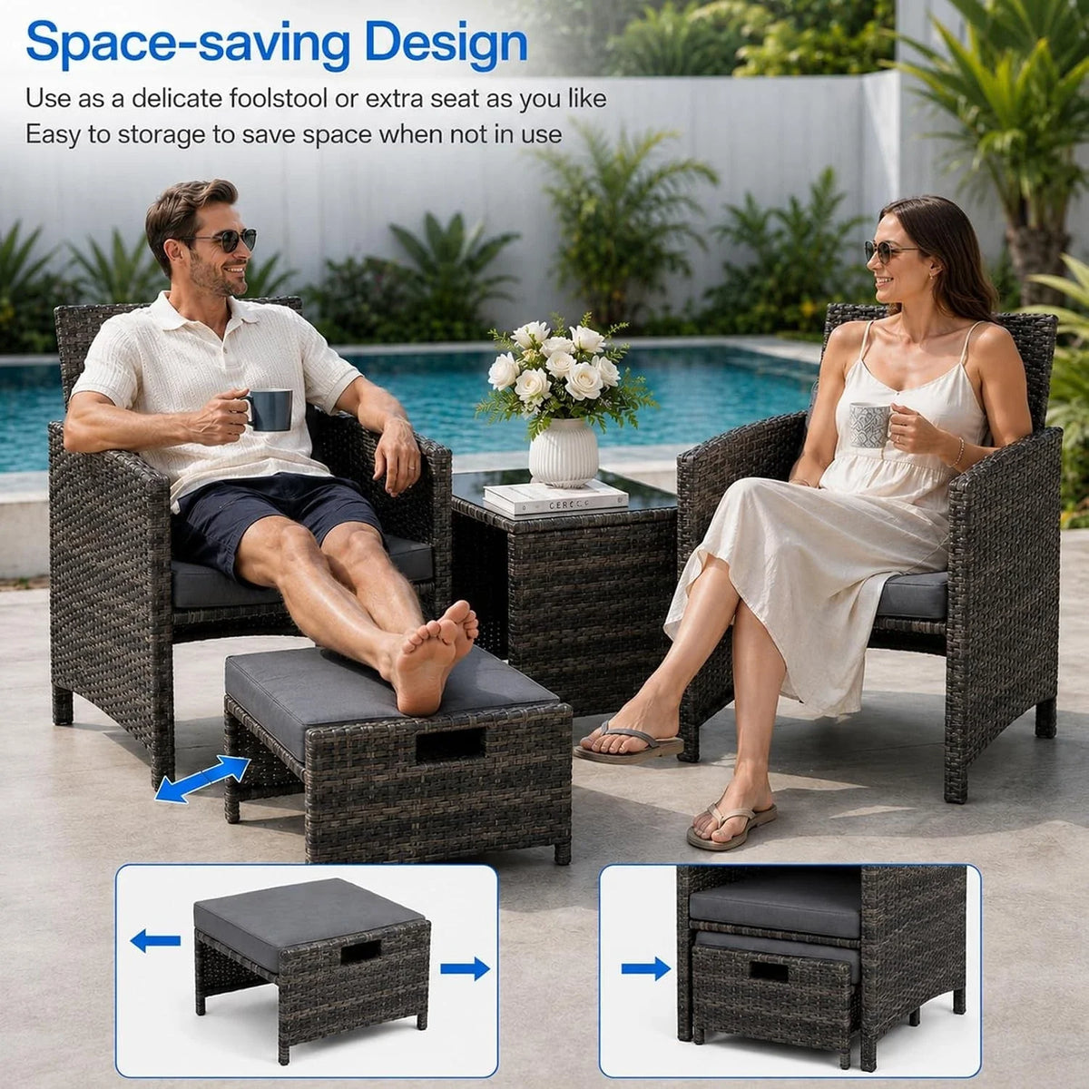 5 Piece Rattan Garden Furniture Patio Sofa Chairs Table Outdoor Conservatory Set — alternate product view 5