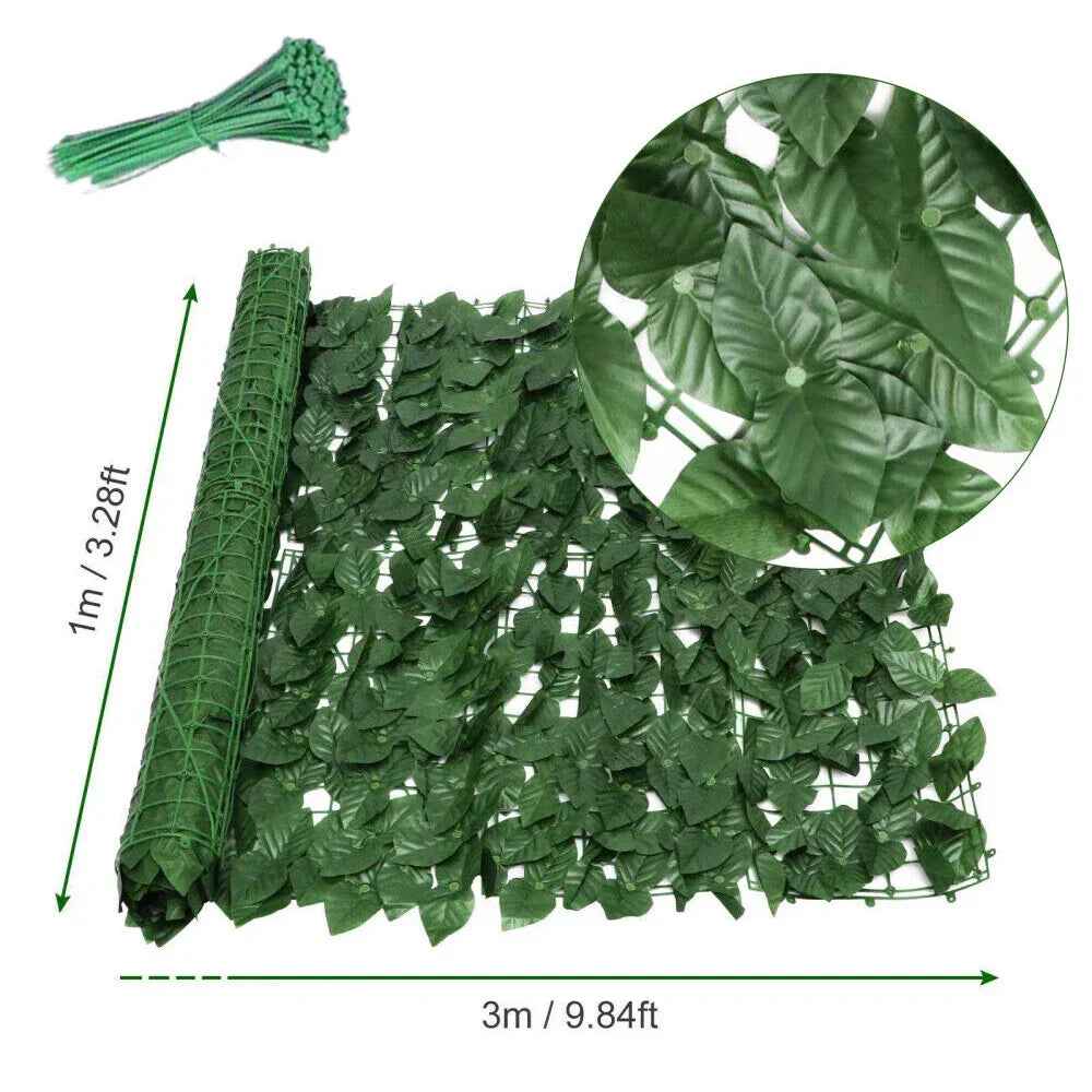 Artificial Hedge Fake Ivy Leaf Garden Fence Privacy Screening Roll Wall Panel 18x2m — alternate product view 6