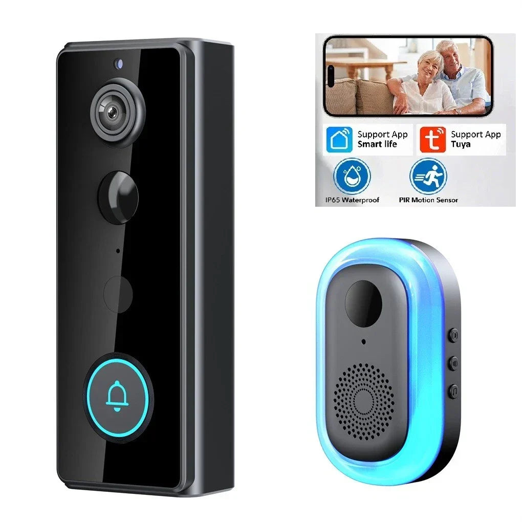 Safe Doorbell Camera Wireless, Smarter Way to Protect Your Home, Wireless WiFi — on a clean white background