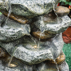 Solar Powered Cascading Stones Fountain LED Water Feature Garden Statues Pump — alternate product view 7