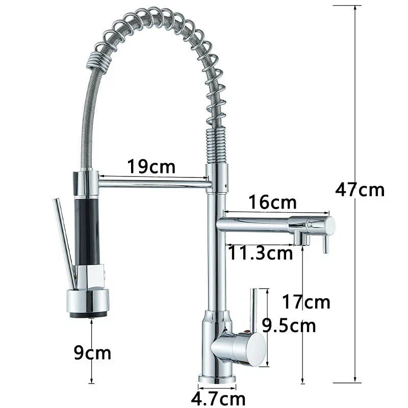 Modern Monobloc Pull Out Kitchen Mixer Tap Dual Spout Spray Single Lever Chrome — on a clean white background