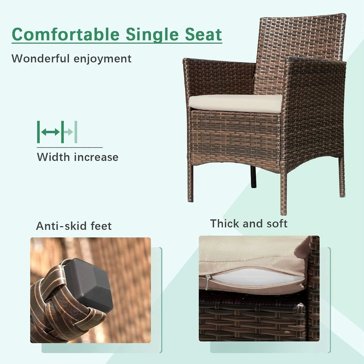 4pcs Rattan Outdoor Garden Furniture Sofa Set Table & Chairs — alternate product view 5