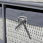 Large Shoe Storage Bench with Seat Cushion And 2 Rattan Basket Organiser Hallway — alternate product view 4