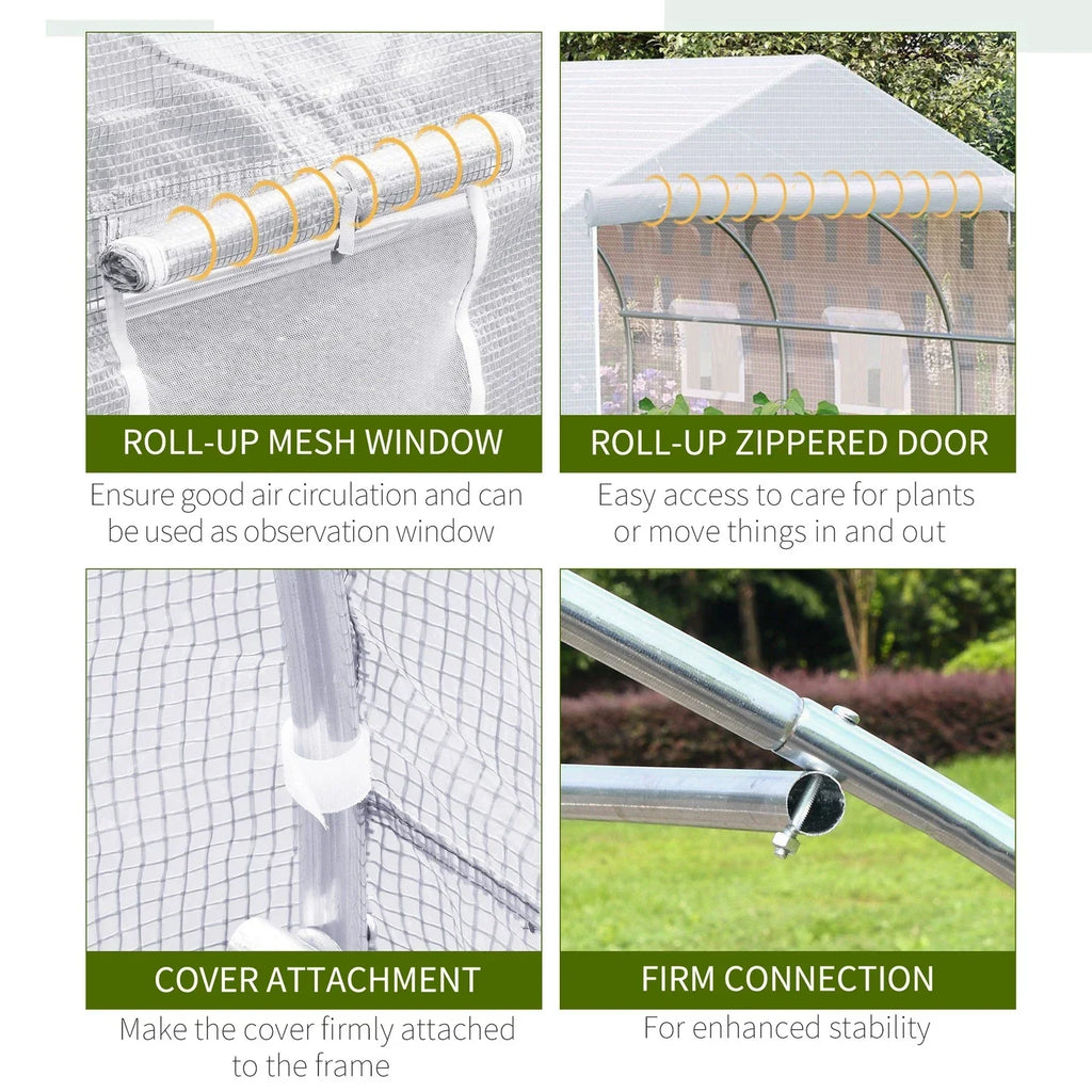 Outsunny 4.5x3x2m PE Mesh Cover Galvanized Metal Frame Walk-In Greenhouse — alternate product view 4