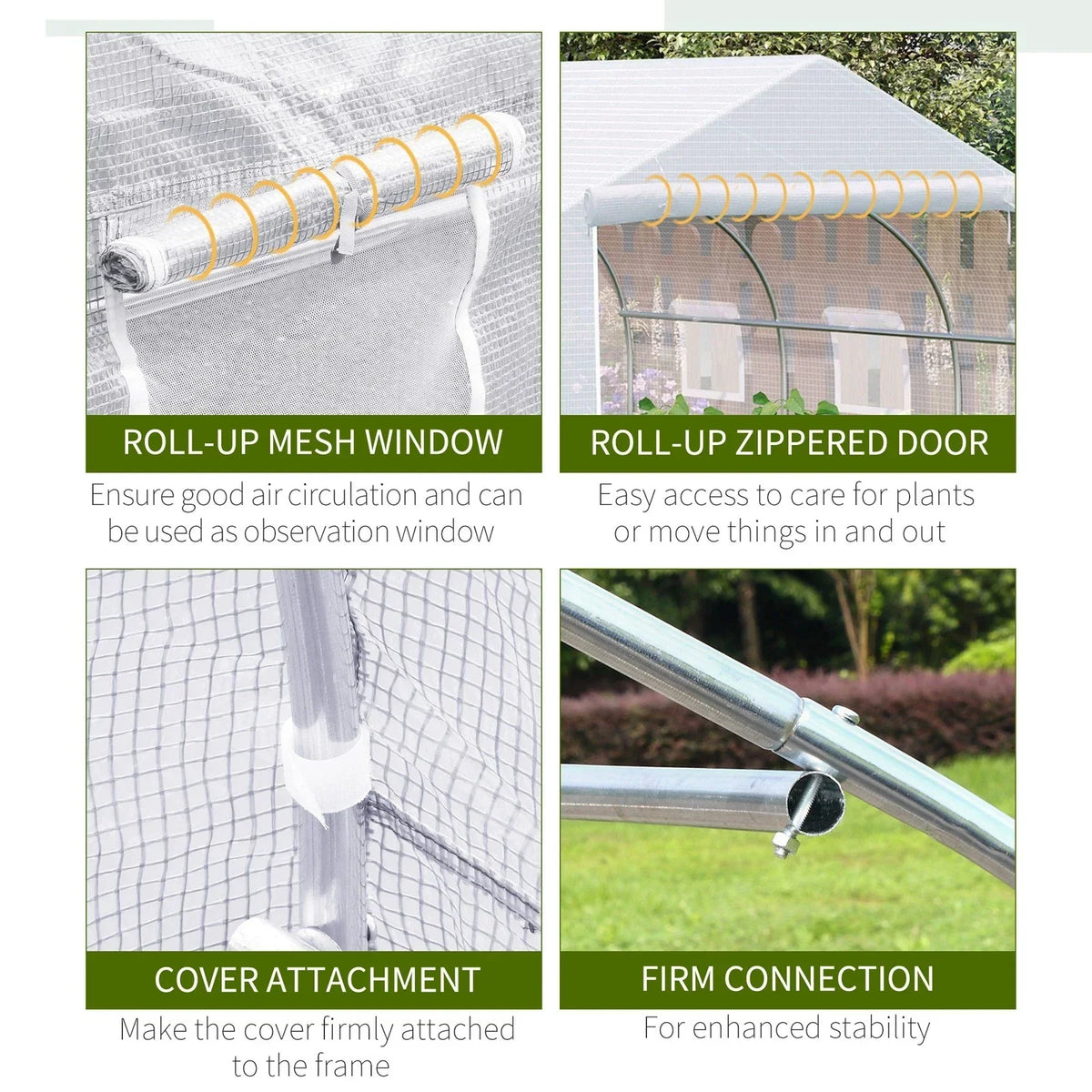 Outsunny 4.5x3x2m PE Mesh Cover Galvanized Metal Frame Walk-In Greenhouse — alternate product view 4