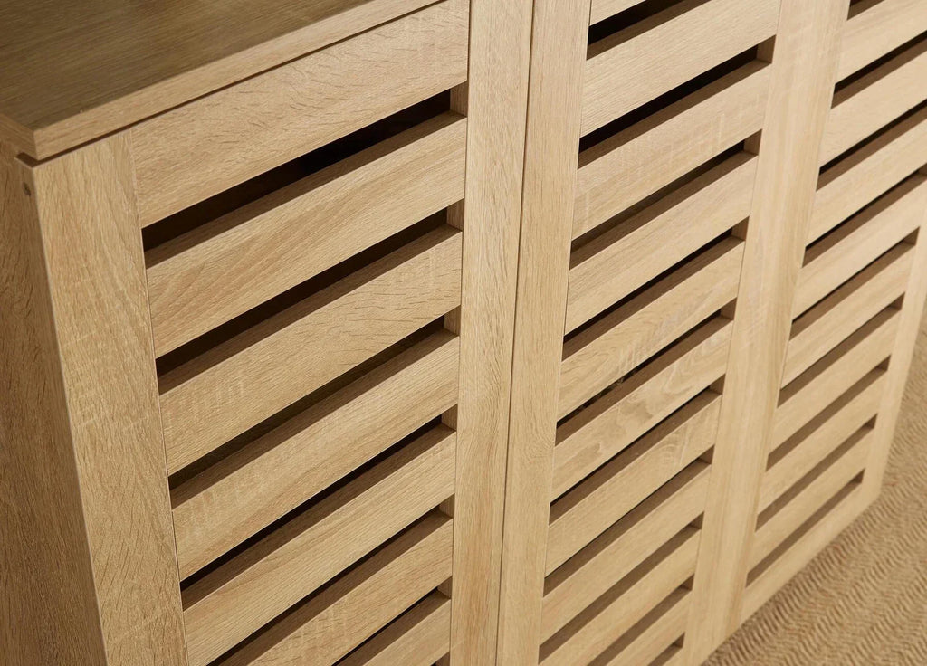 Oslo 3 Door Oak Wooden Shoe Storage Cabinet Rack — alternate product view 4