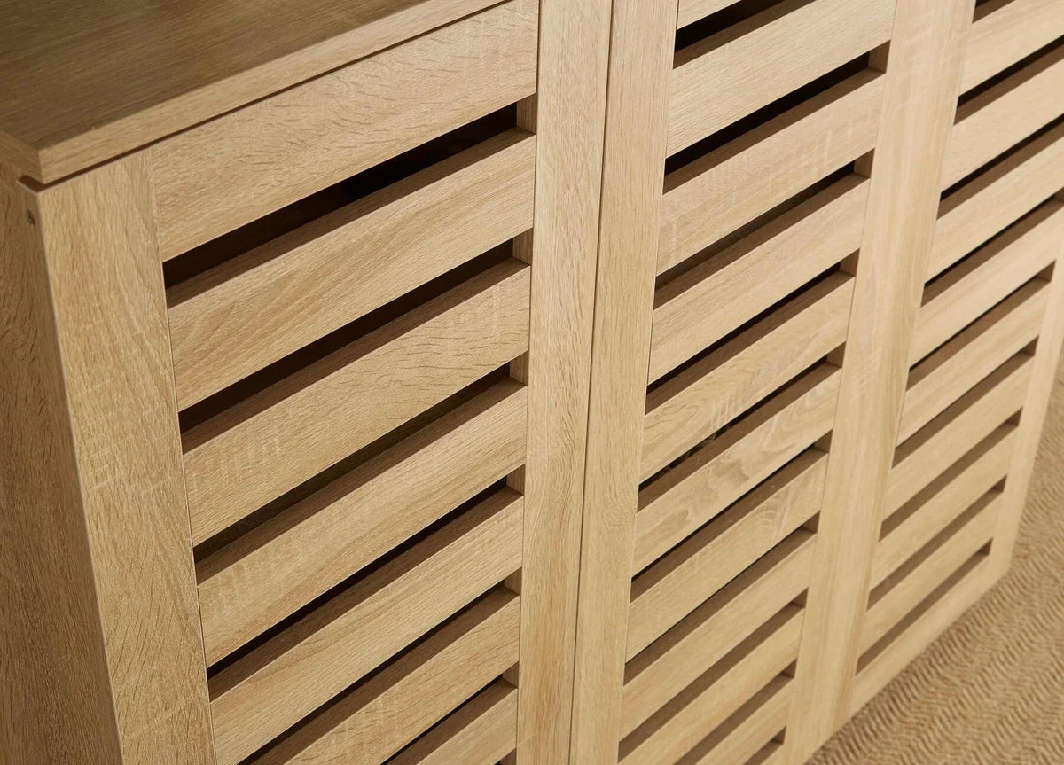 Oslo 3 Door Oak Wooden Shoe Storage Cabinet Rack — alternate product view 4
