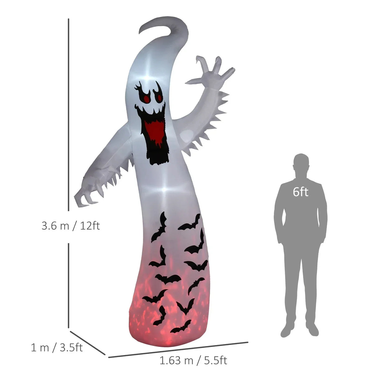11.8FT Halloween Inflatable Spooky Ghost, Blow Up Outdoor Decoration for Garden — alternate product view 5
