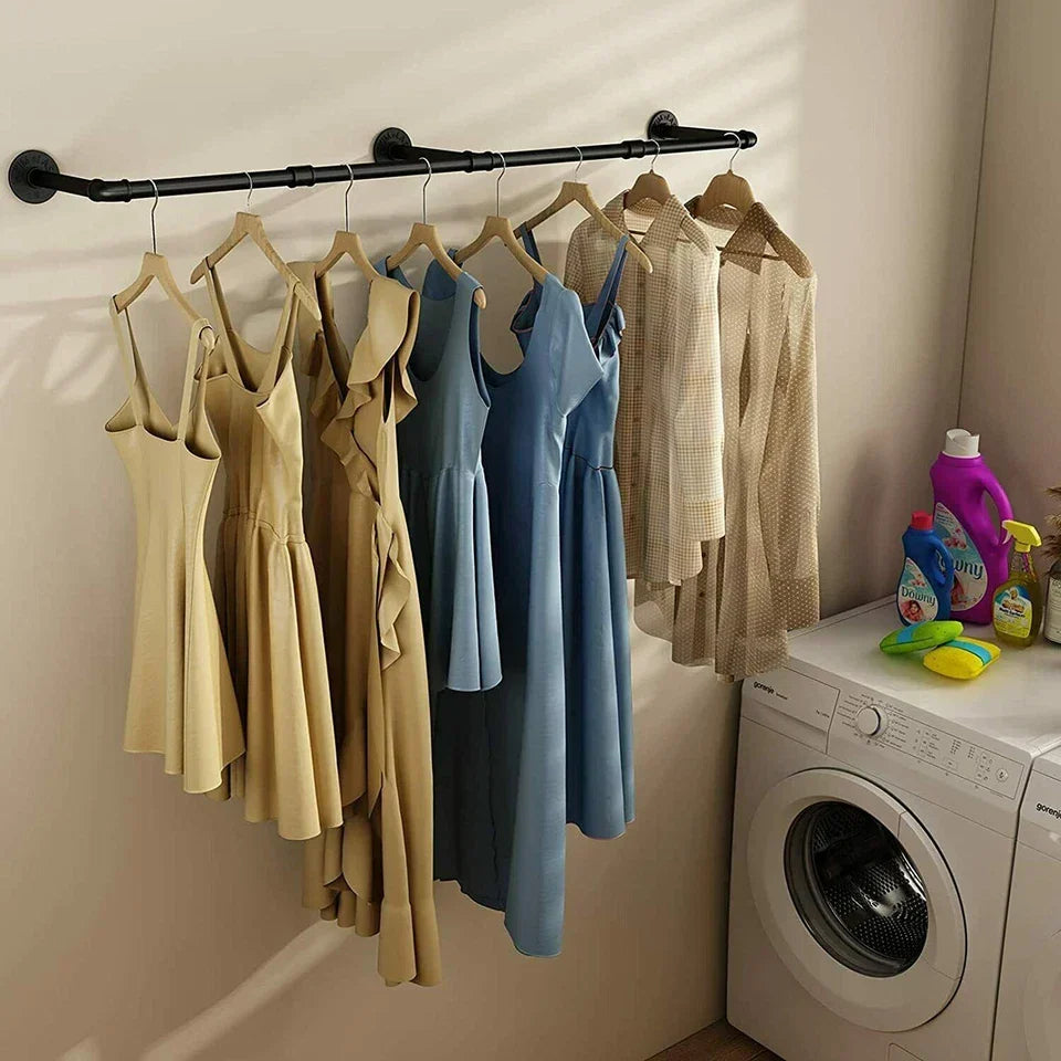 6ft Heavy Duty Clothes Rail Pipe Garment Rack Wall Mounted Hanging Clothes Pole — alternate product view 8