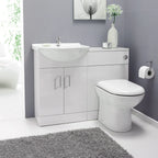 Bathroom Vanity Unit Furniture Suite Cabinet Toilet Basin Back To Wall WC 1050mm — main product view