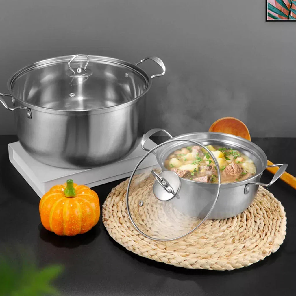 Stainless-Steel Cookware Set with Glass Lids — Silver — alternate product view 6