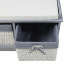 Large Shoe Storage Bench with Seat Cushion And 2 Rattan Basket Organiser Hallway — alternate product view 5