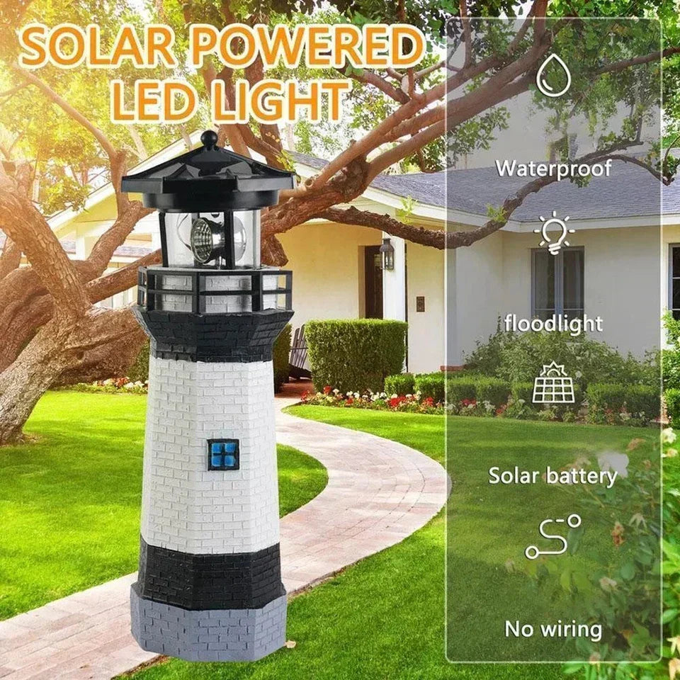Solar Powered Lighthouse Rotating Led Garden Light House Decoration Ornament UK — alternate product view 6