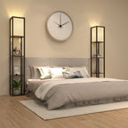 Floor Lamp Free Standing Wood 3-Tier Storage Shelf Reading Bedroom Living Room — alternate product view 3