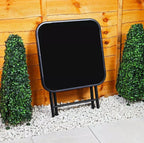 Garden Furniture Glass Top Side Table Patio Rattan Foldable Drinks Coffee Black — alternate product view 3
