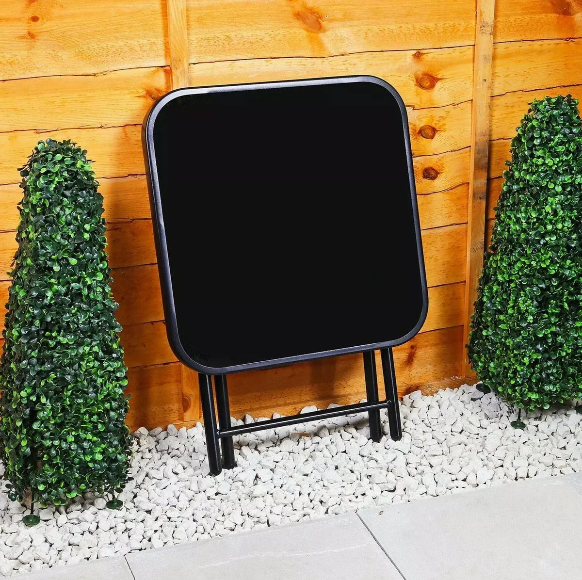 Garden Furniture Glass Top Side Table Patio Rattan Foldable Drinks Coffee Black — alternate product view 3
