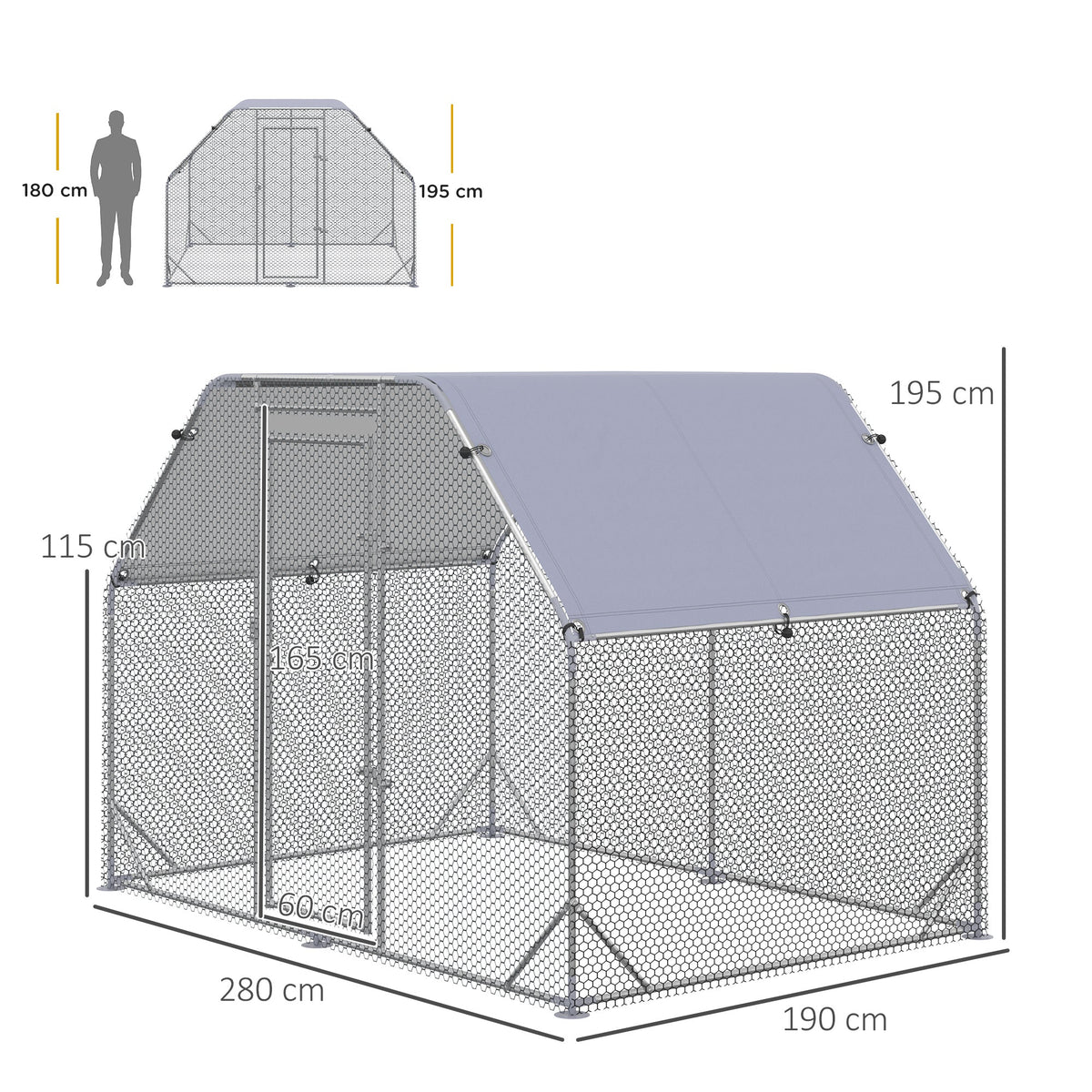 Chicken Run W/ Roof, Walk In Chicken Coop, Hen House Duck Pen — alternate product view 5