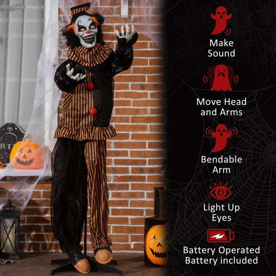 67" Animated Prop Circus Clown, Indoor Outdoor Halloween Decorations — alternate product view 3