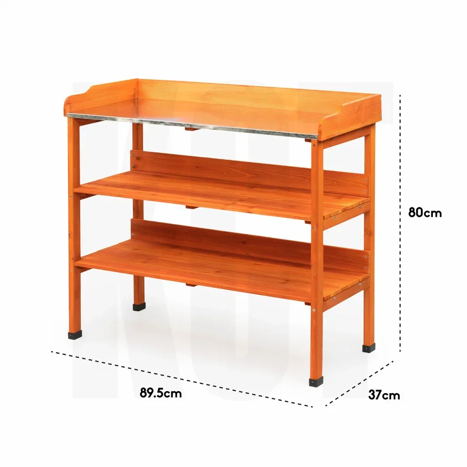 Wooden Greenhouse Potting Work Bench Garden Workstation Staging Table Shelving — on a clean white background
