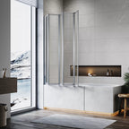 5 Folding Bath Shower Screen Black / Chrome Frame Wet Room Glass Panel 1200 x 1400mm — alternate product view 7