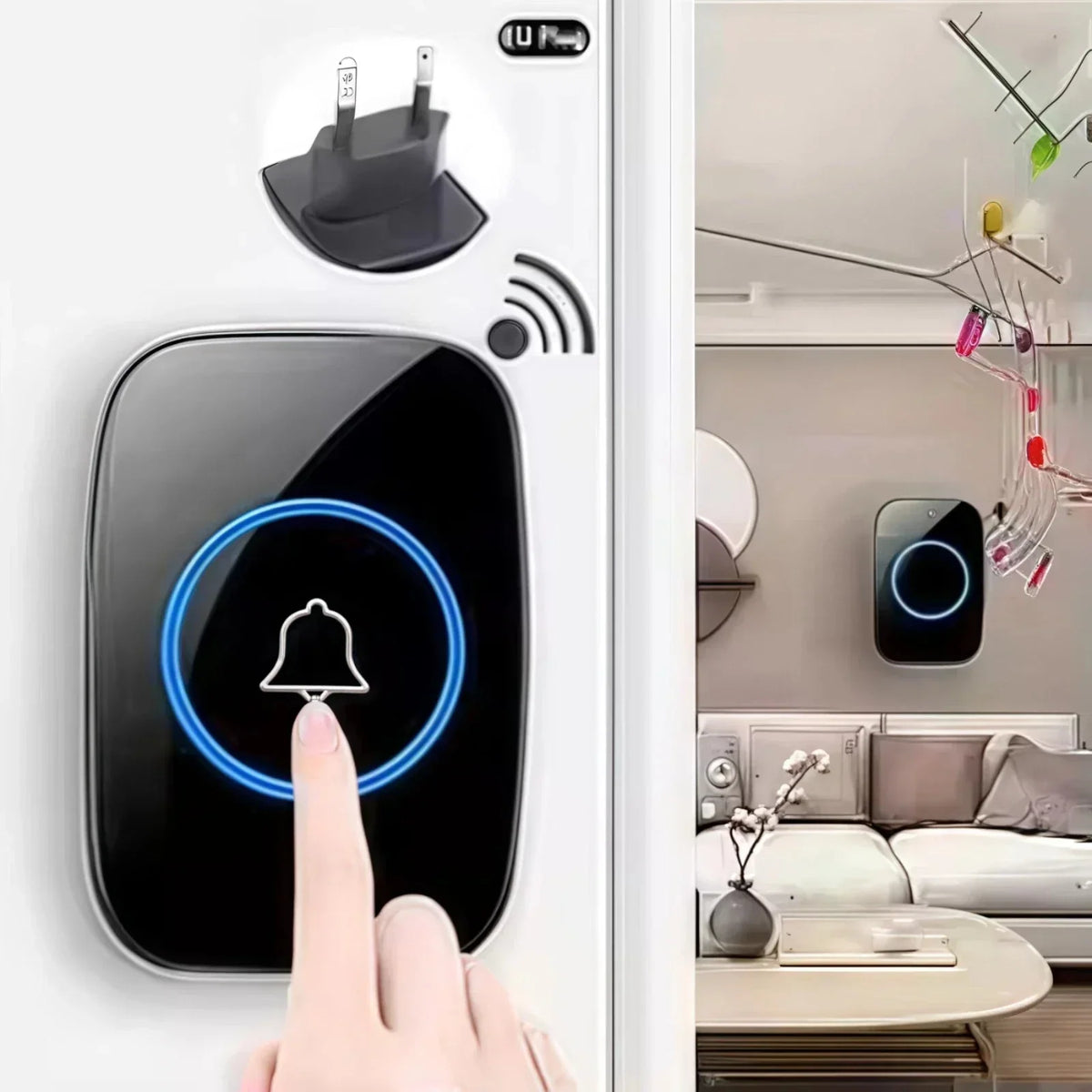 Wireless Doorbell Waterproof Range Door Bells Kit Cordless Plug-in Home Office — alternate product view 4