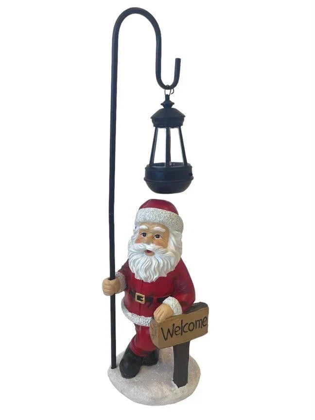 Garden Ornaments Solar Christmas Santa Claus decoration Outdoor Lantern — on a clean white background