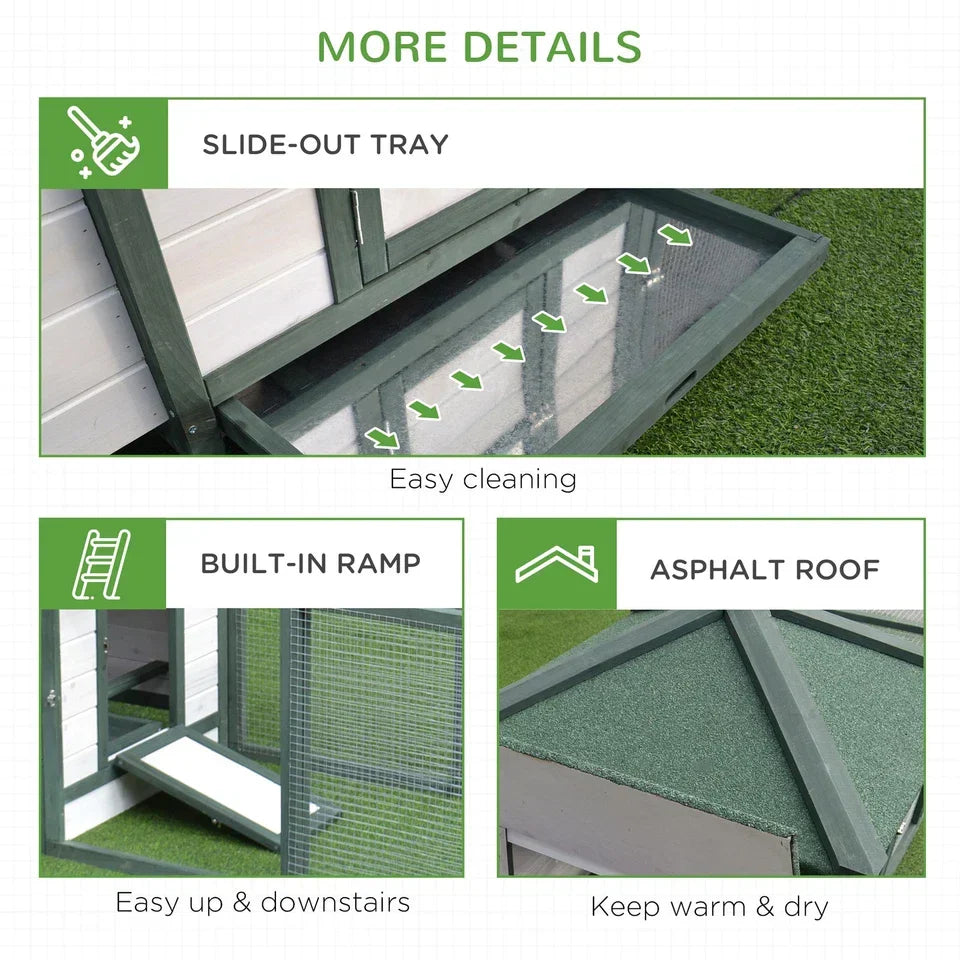 Wood Chicken Coop Pet Poultry Hen House Back yard with Nesting Box Ramp Run — alternate product view 7