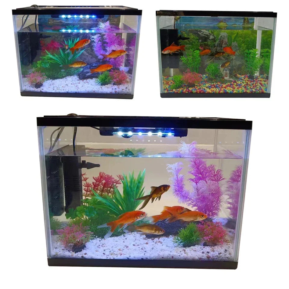 26L LED Glass Aquarium Fish Tank Starter Kit Fish Net, Led Light Air Pump — alternate product view 3