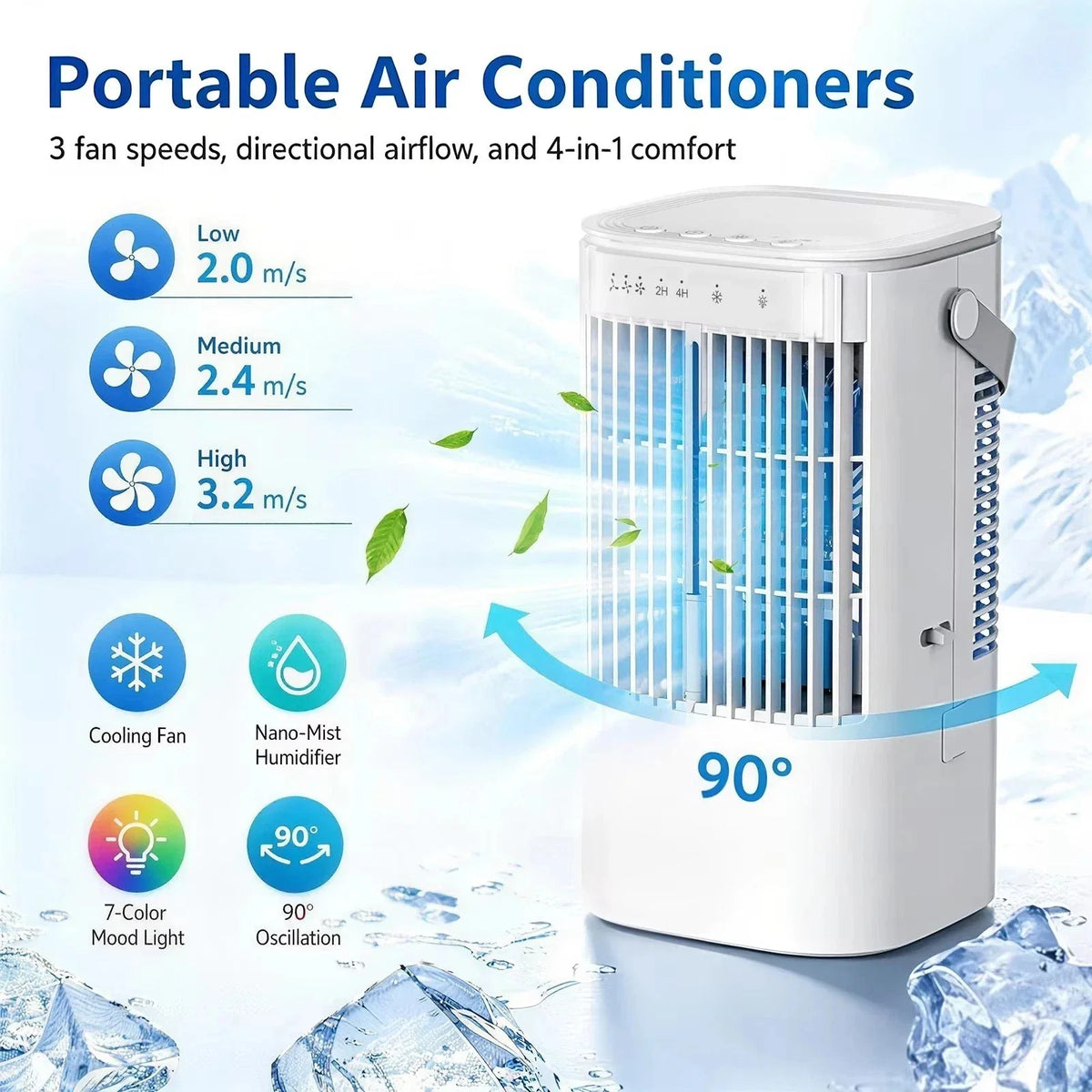 10L Portable Cooler Air Conditioning Unit Fan Humidifier With Remote Control UK — main product view
