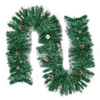9ft Christmas Garland Snow Flocked With Lights Pinecones Berries Wreath Bushy — on a clean white background