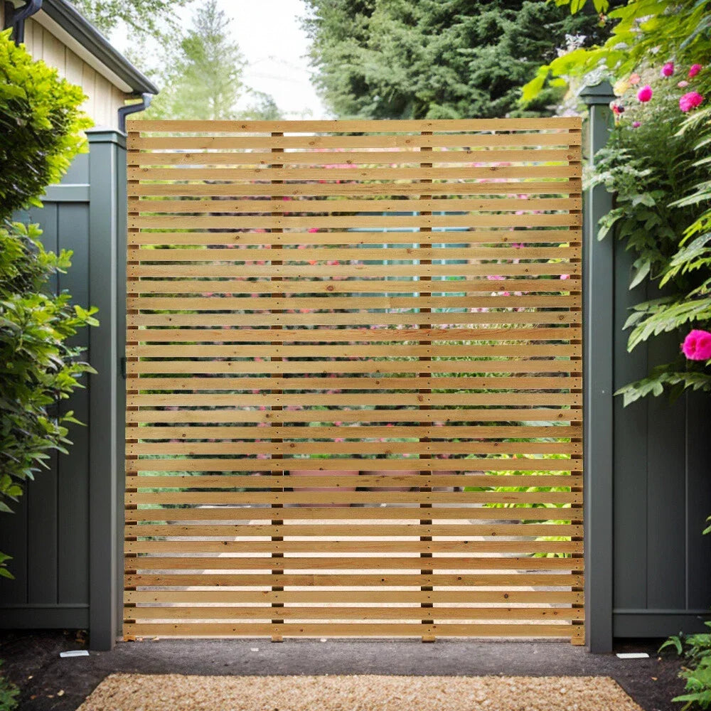 6ft Contemporary Slatted Rough Sawn Treated Fence Panel — alternate product view 5