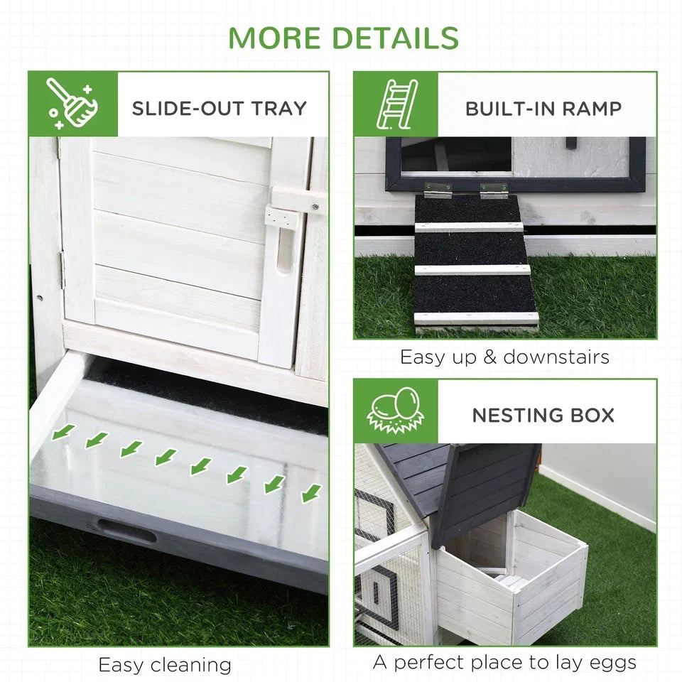 Wood Chicken Coop Pet Poultry Hen House Backyard with Nesting Box Ramp Run — alternate product view 6