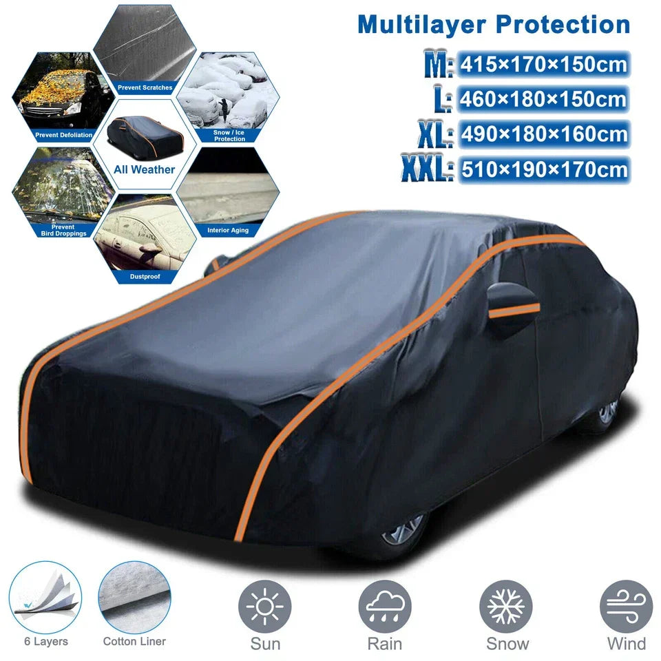 Waterproof 6 Layer Car Cover Heavy Duty Cotton Lined UV Protection — alternate product view 3