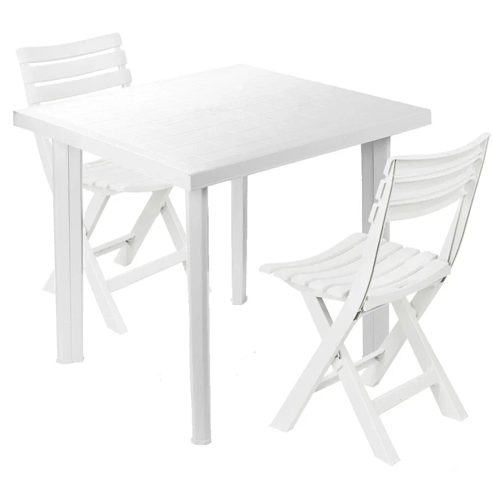 5PCs White Plastic Garden Dining Table with Chairs Set Patio Deck Outdoor Furniture — alternate product view 4