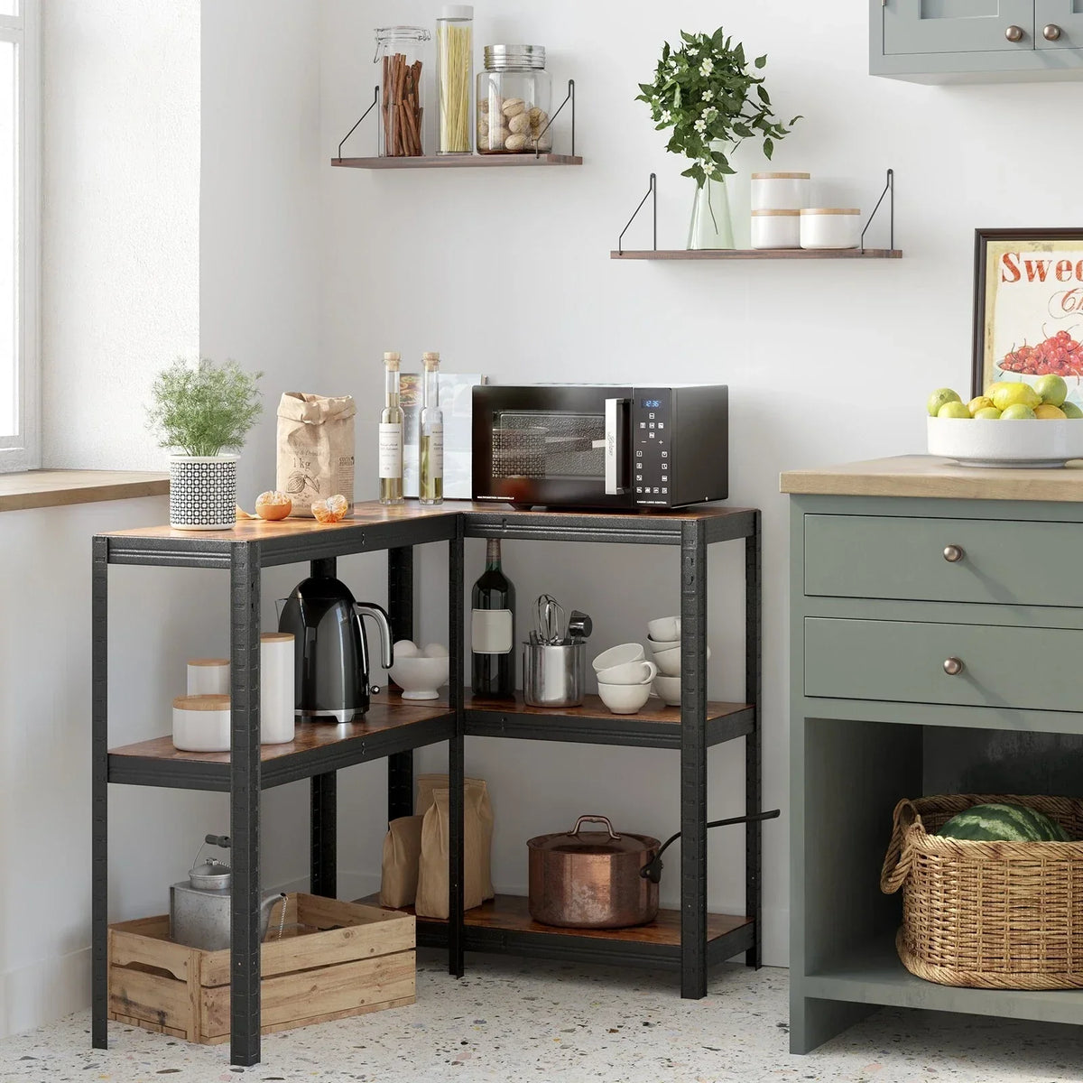Shelving Unit 650kg Load Capacity Industrial Adjustable Rustic Brown — alternate product view 3