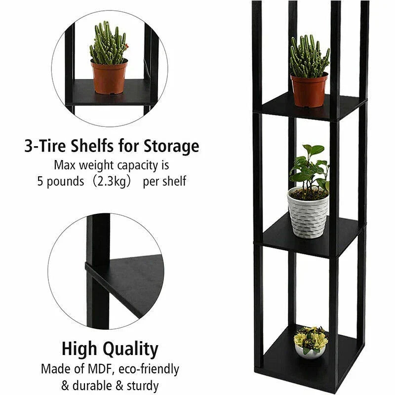 Floor Lamp Free Standing Wood 3-Tier Storage Shelf Reading Bedroom Living Room — alternate product view 9