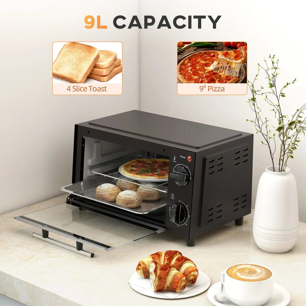 HOMCOM 9L Mini Oven with 60-Minute Timer — 750W Black — alternate product view 6