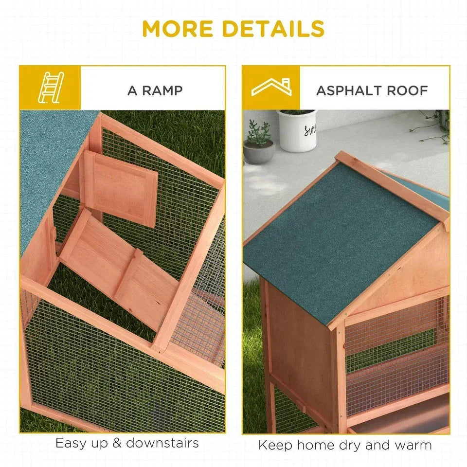 Pawhut Wood Rabbit,Bunny, Pig Hutch Water Resistant w/ Ramp Outdoor Use — alternate product view 7