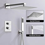 Modern Concealed Square Shower Brass Valve Mixer Twin Head Shower Set Chrome — alternate product view 6