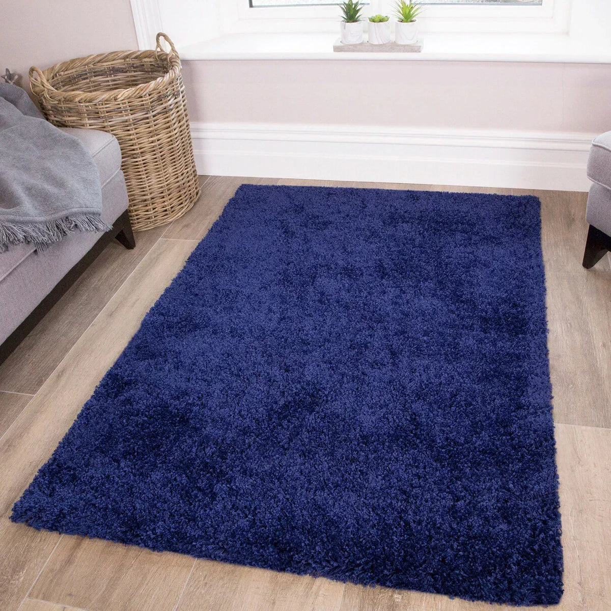Sale Fluffy Navy Dark Blue Blue Shaggy Rug Soft Thick Large Small — alternate product view 4