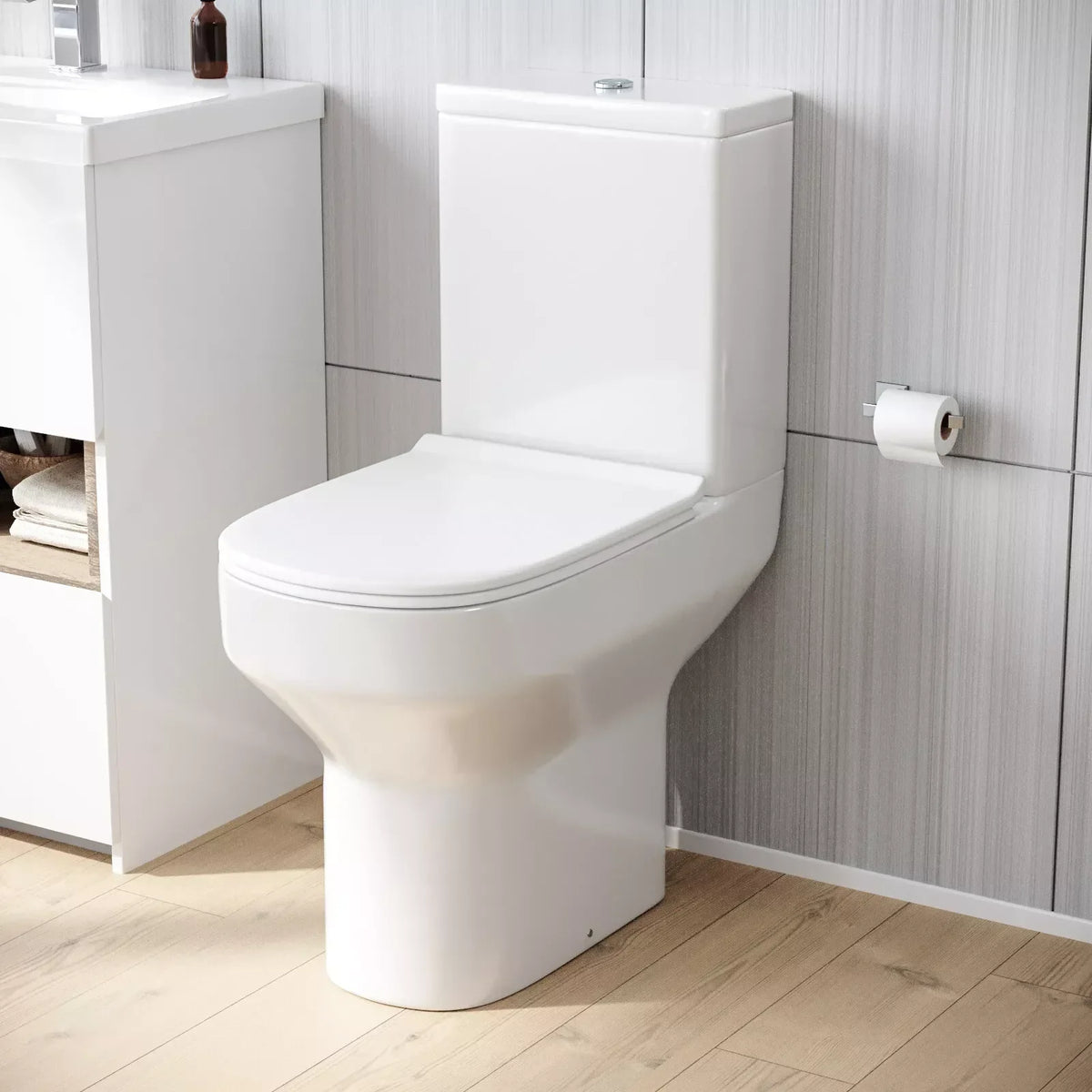 Nes Home Modern Comfort Height Close Coupled Toilet & Cistern & Soft Close Seat — alternate product view 2